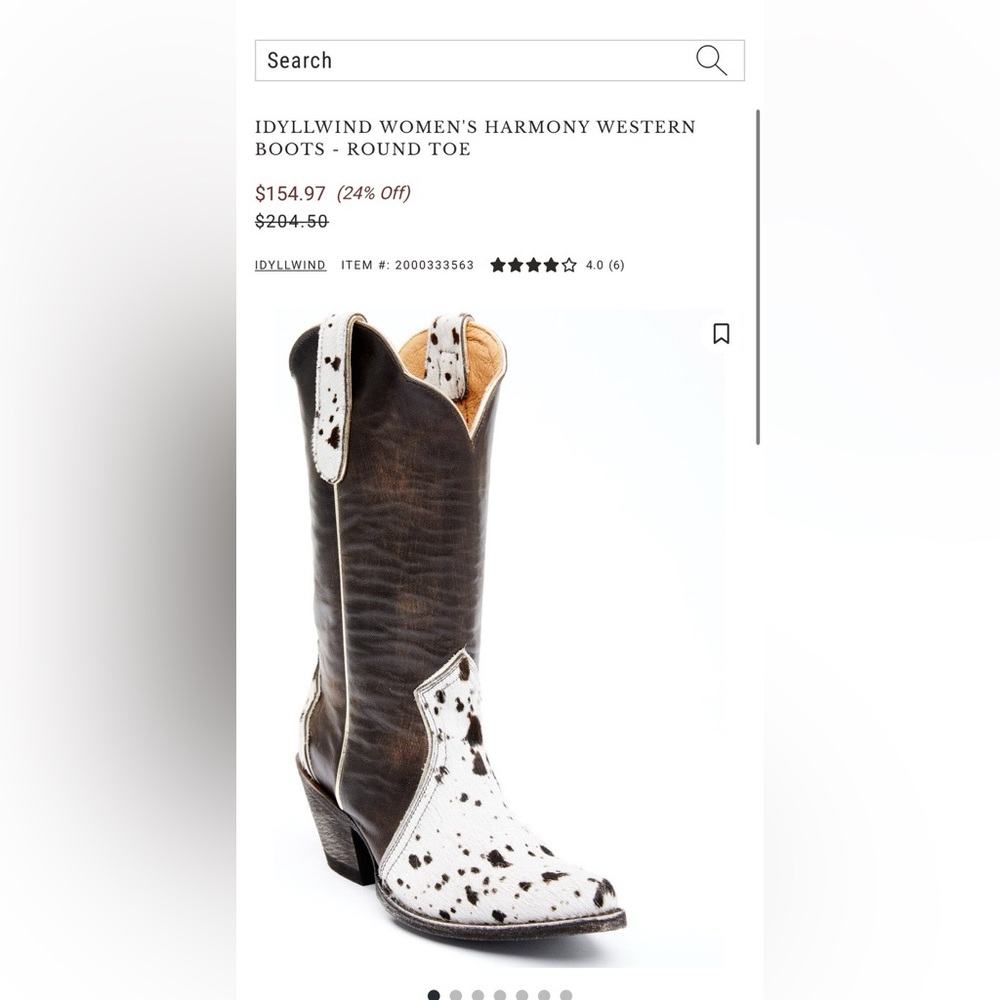 Miranda Lambert Idyllwind Dark Brown and White Western Boots